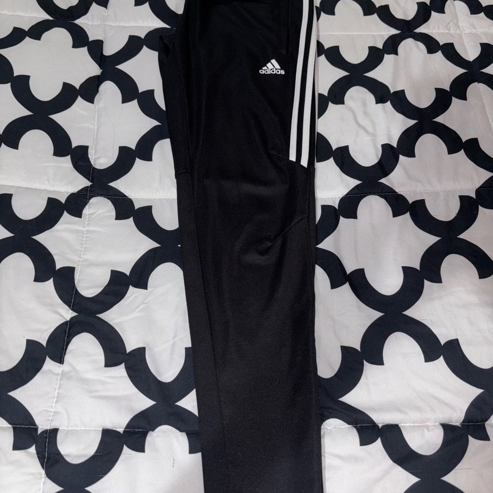 Adidas Kids Black Joggers with White Stripes